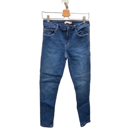 Zara Z1975 Indigo Blue Mid-Rise Skinny Jeans - Picture 6 of 9